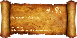 Alexay Vince névjegykártya